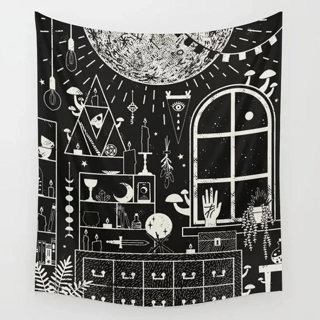 Tarot Tapestry Boho Tapestry Wall Hanging Moon Phase Magic Hand Tapestries Bedroom Decor Bedspread Cover Sun Moon Wall Decor