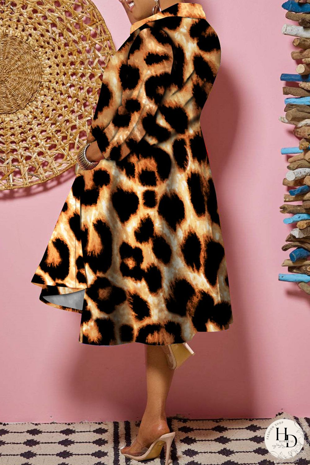 Camouflage Fashion Casual Print Patchwork Turndown Collar Shirt Dress