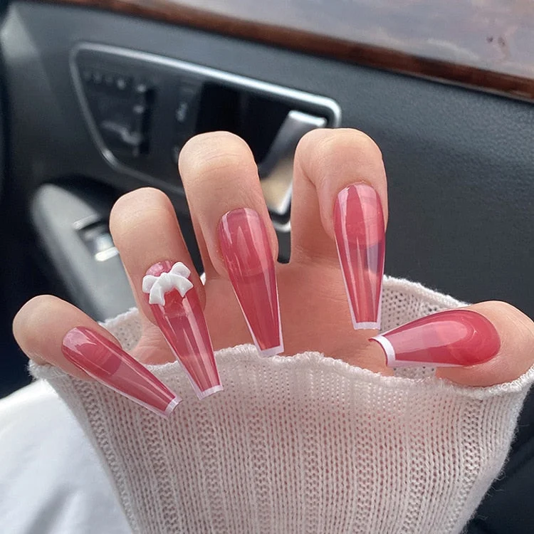 Fashion 24pc/set 10 Sizes Fake Nails Full Cover French False Nail Tips With Double-Sided Nail Adhesive Tab Press On Nails Art-Nail Inspo