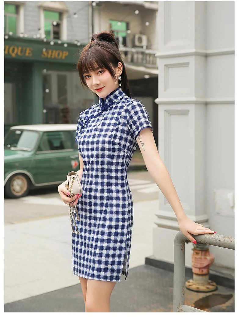 Cheongsam Dress for Women Chinese Dress Mini Party Prom Dress Qipao