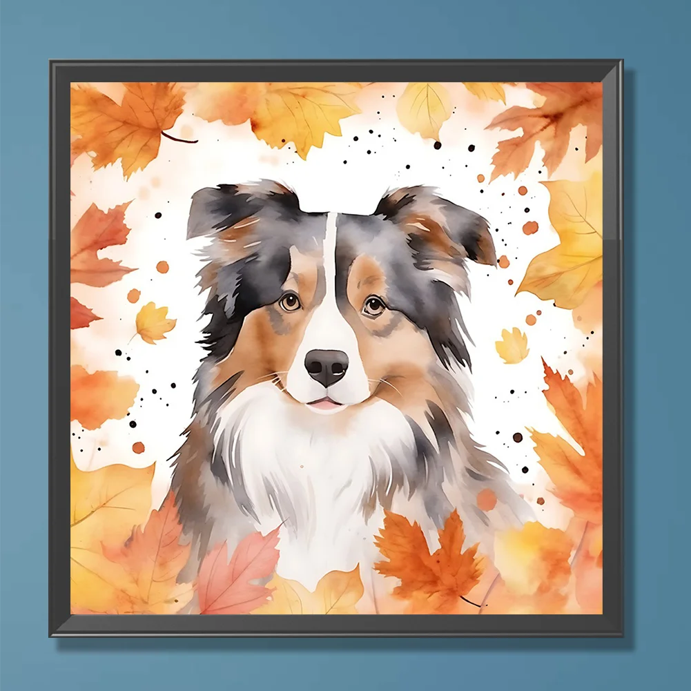 Full Round Diamond Painting 30*30cm - Maple Leaf Puppy