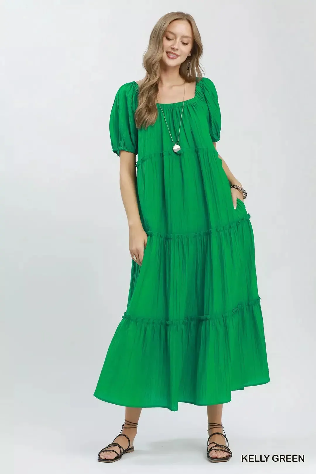 Umgee Textured Tiered Midi Dress mysite idetrend