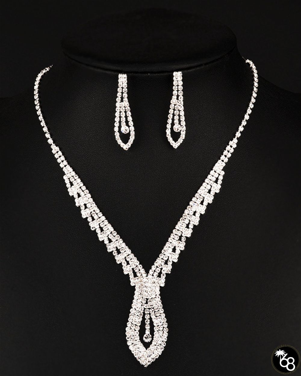 Evening Rhinestone Earrings and Necklace Set | 168DEAL