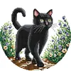 Black Cat In Garden-11CT Stamped Cross Stitch 37*37cm/14.57*14.57in tapestrymarket