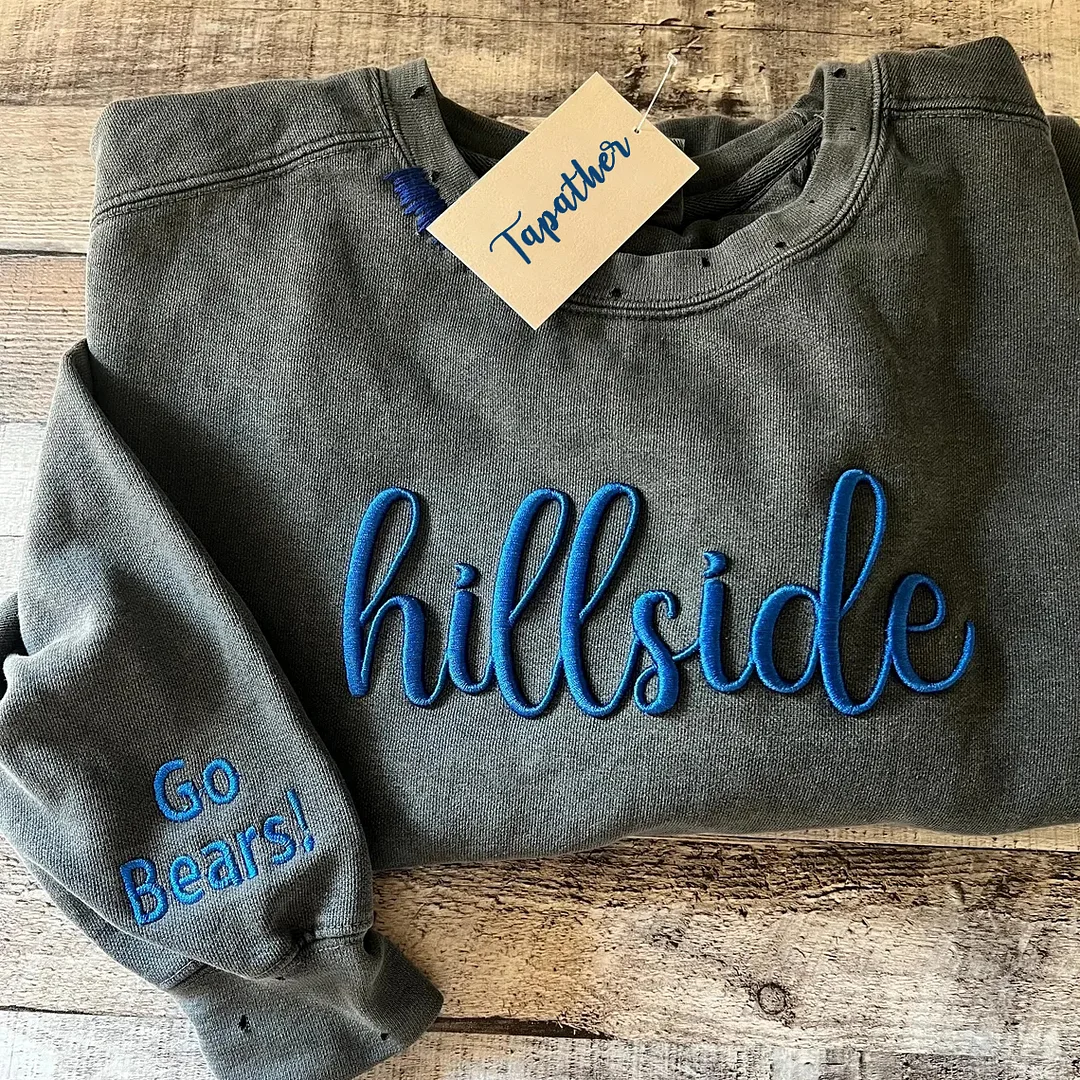 VINTAGE 3D Embroidery Unisex Hand Distressed Crew