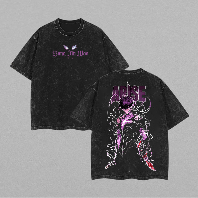 Sung Jin Woo Solo Leveling Printed Unisex Washed T-Shirt