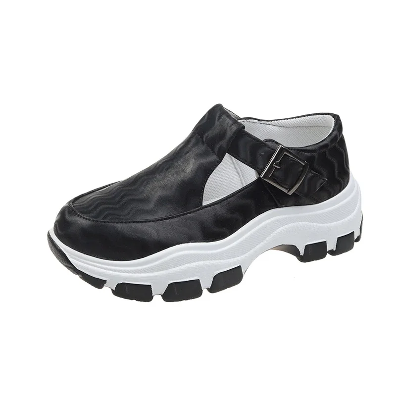 Qengg New Women Casual Shoes Fashion Colorblock Buckle Platform Wedge Loafers Comfort Heightening Vulcanized Shoes Zapatos Mujer 2022