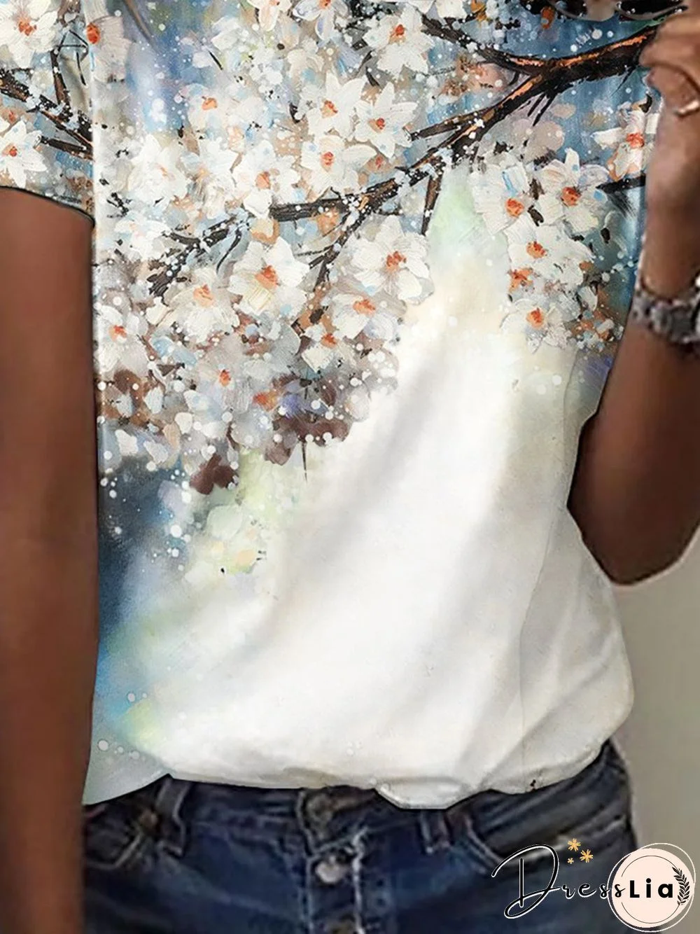 Floral Loosen Casual Short Sleeve T-Shirt
