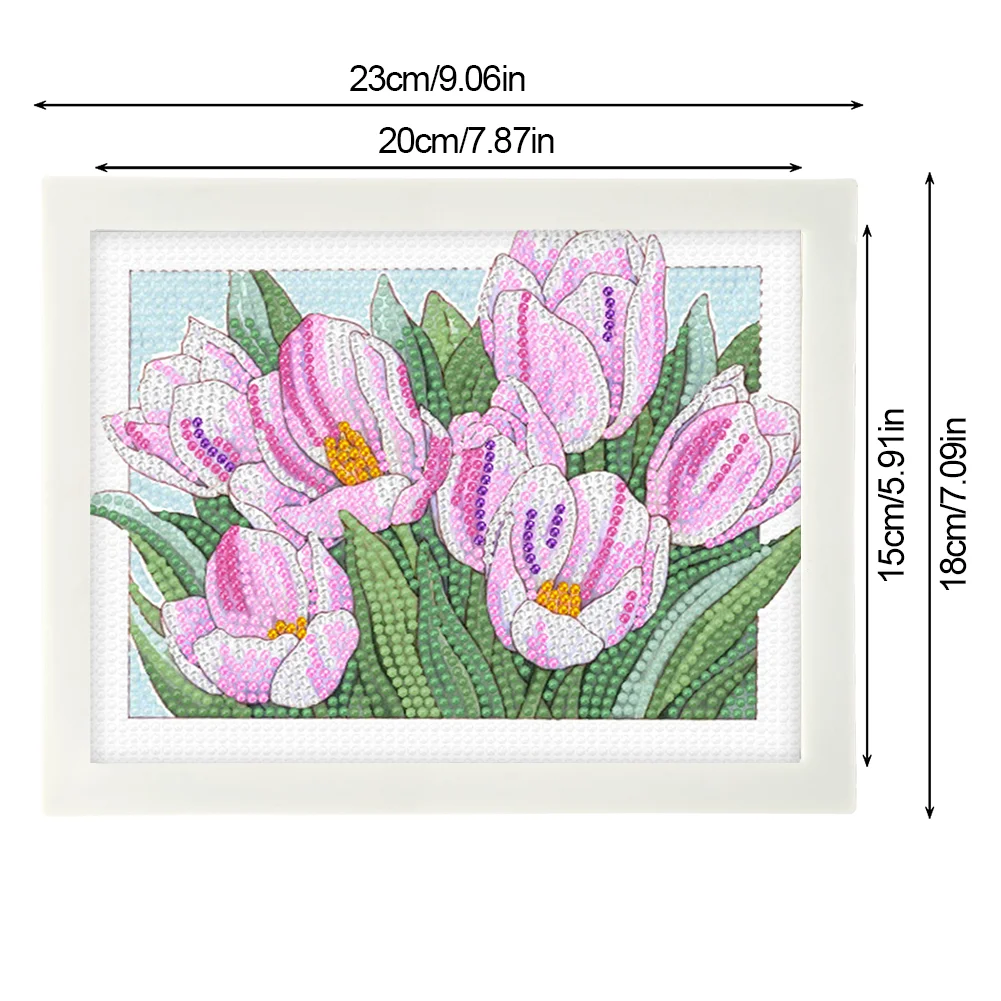 DIY Flower Full Drill Diamond Painting for Beginners(Canvas|15*20cm)【with Plastic Frame】
