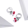 925 Silver Cherry Pendant Hoop Earrings