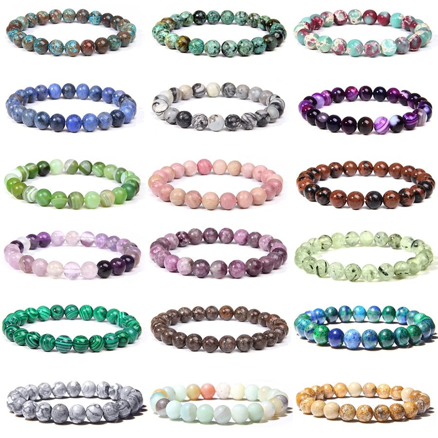 Chakra Beaded Charm Bracelet Men 8mm Natural Stone Agates Malachite lapis lazuli Healing Beads Bracelet Women Yoga Jewelry Gifts|Strand Bracelets|