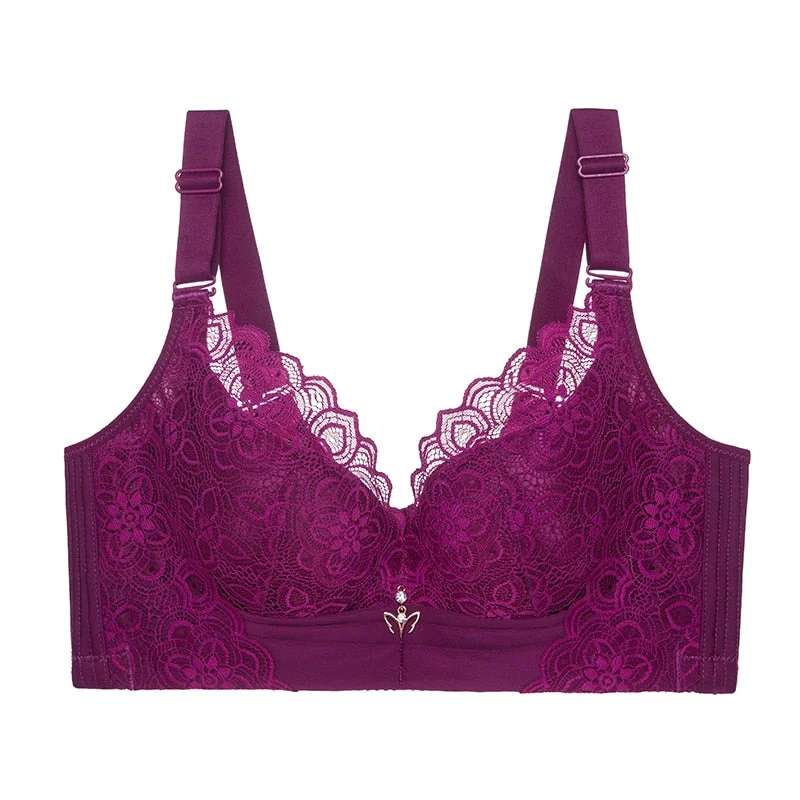 FallSweet Plus Size Wireless Bras for Women Push Up Bra Sexy Underwear Lace Lingerie Femme C D E Cup