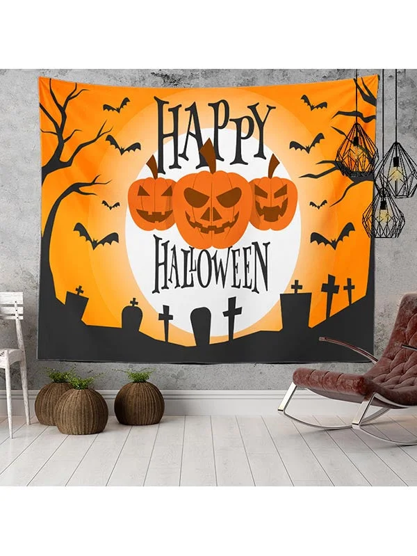 Happy Halloween Tapestry Pumpkin Background Decor-elleschic