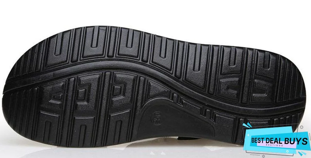 Men's Pu Leather Sandals Non-Slip Casual Beach Flats Flip Flops Sandal Shoes