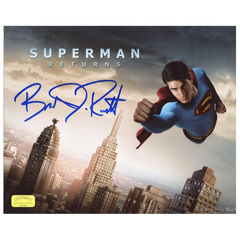 Brandon Routh Autographed Superman Returns Flying Over City 8x10 Photo Poster painting