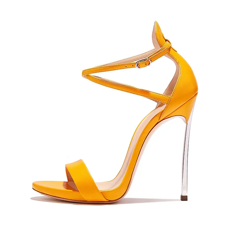 Orange Cross Over Sexy Heels Stiletto Heel Sandals |FSJ Shoes