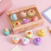 6 BOXES Lovely Macarons Dessert Erasers 6in1 Set for Kids Student Office Exam Stationery Gift