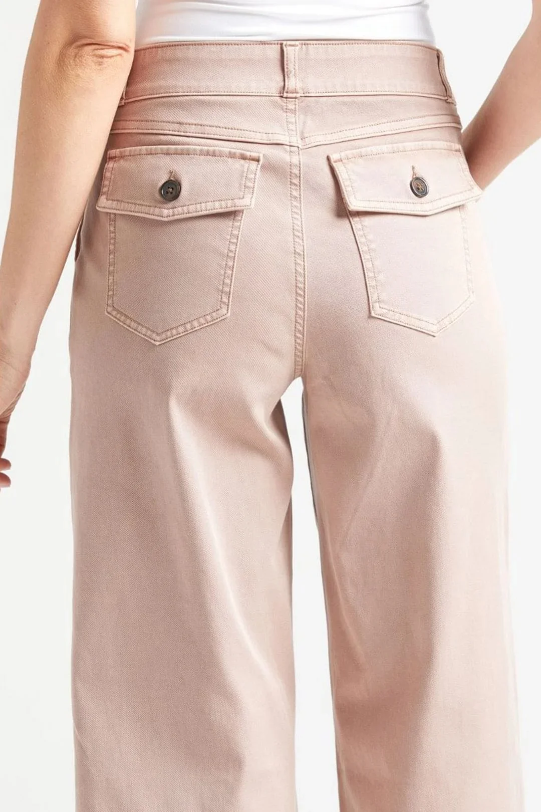 Stretch Twill Cropped Wide Leg Pants