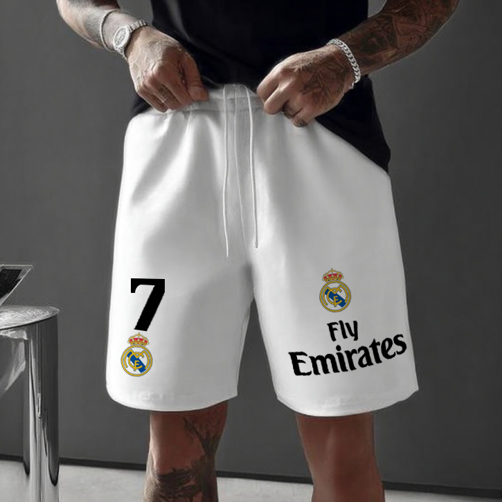 Men's White Loose Casual Football Style Printed Shorts / TECHWEAR CLUB / Techwear