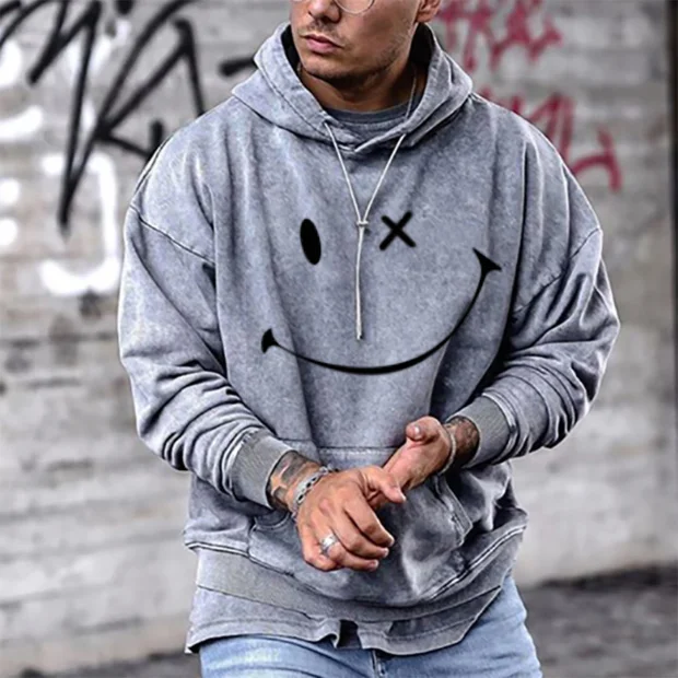 Hoodie Long Sleeve Smile Print