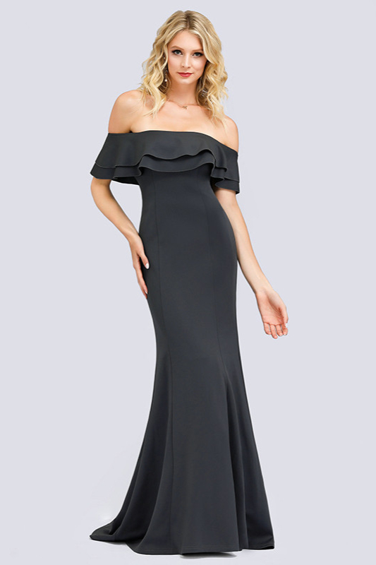 Elegant Off-the-Shoulder Ruffles Prom Dress Mermaid Long Evening Gowns - lulusllly