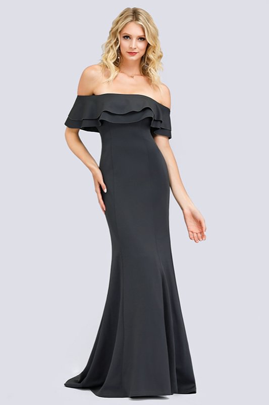 Elegant Off-the-Shoulder Ruffles Prom Dress Mermaid Long Evening Gowns