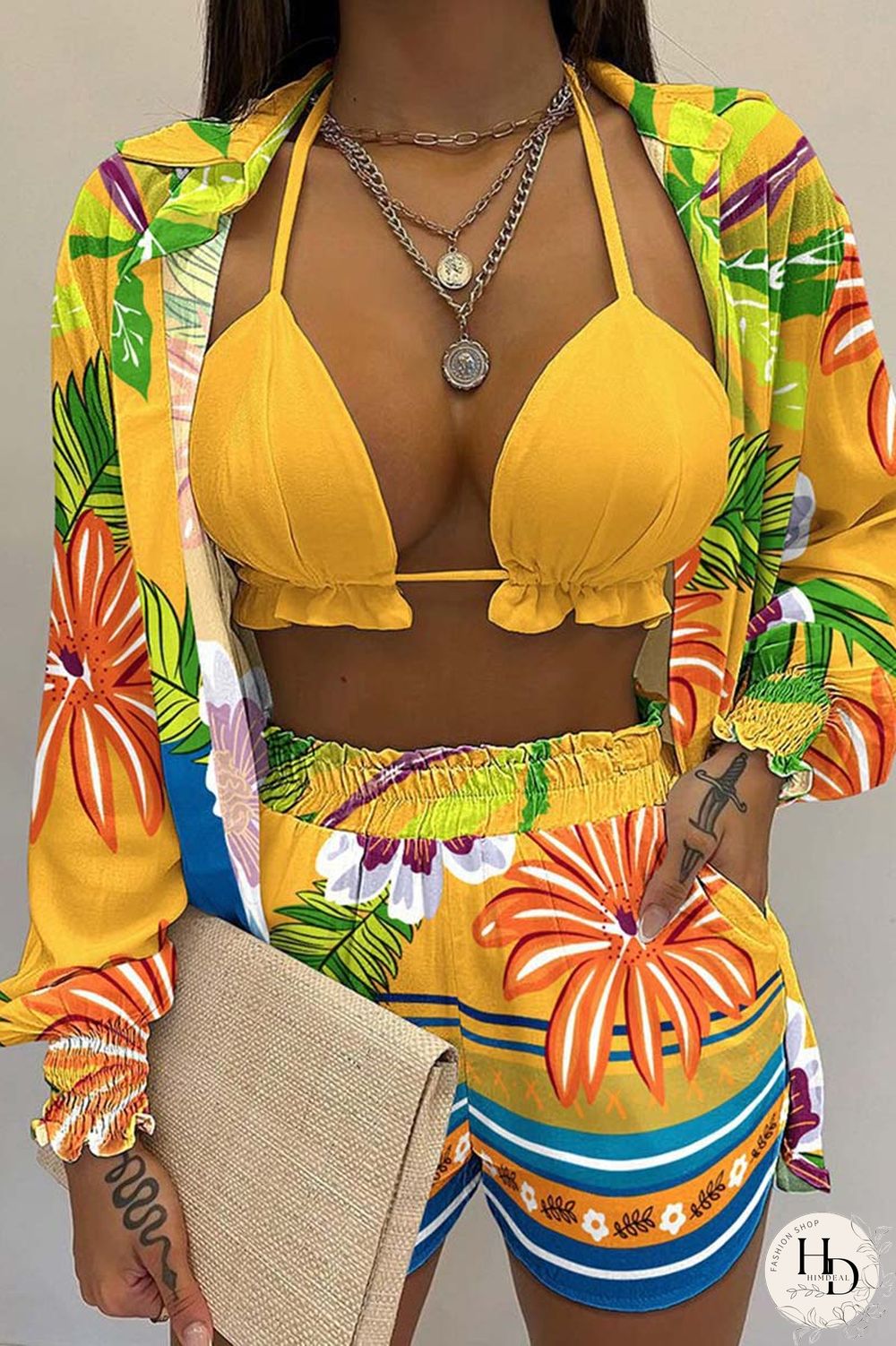 White Sexy Casual Print Solid Basic Long Sleeve Three Piece Set