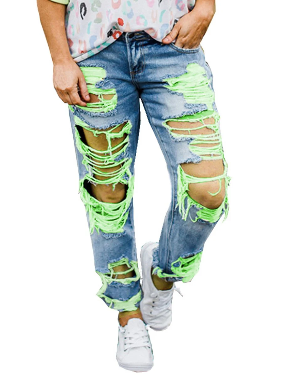 Colorful Worn Out Jeans