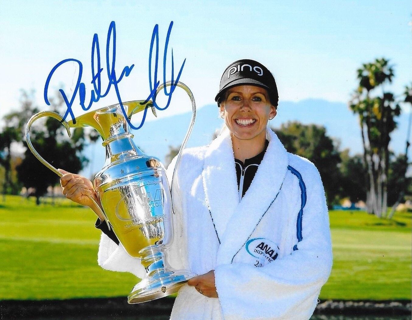 Pernilla Lindberg LPGA signed ANA Inspiration Trophy 8x10 Photo Poster painting Sweden 2