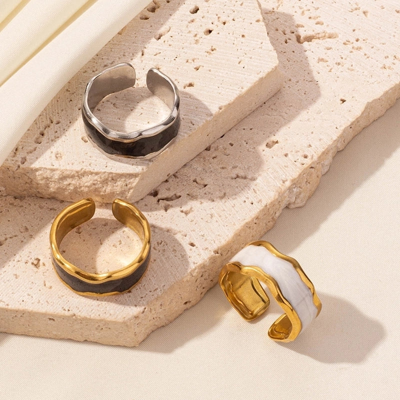 Basic Modern Style Classic Style Geometric 304 Stainless Steel Polishing Enamel Open Rings