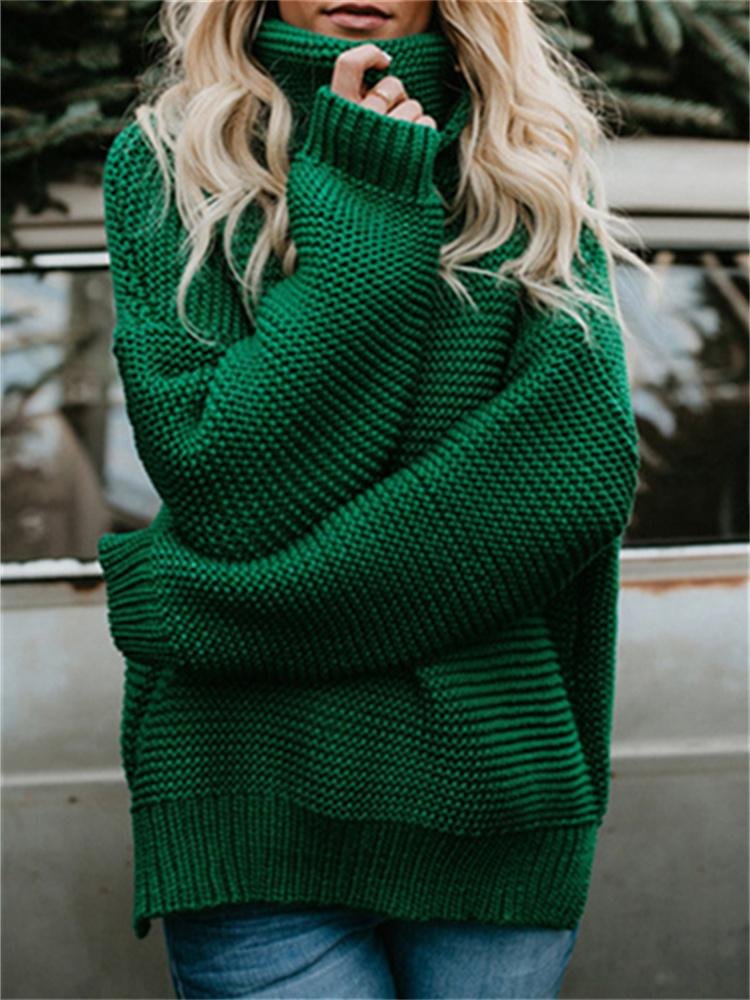 Women's Coarse Thread Long Sleeve Loose Turtleneck Sweater