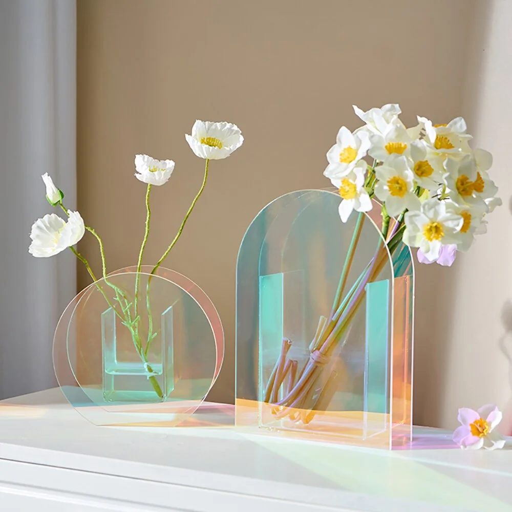 Creative Transparent Acrylic Vase Decoration Household Modern Home Decor Table Decoration Living Room Minimalist Decor Crafts