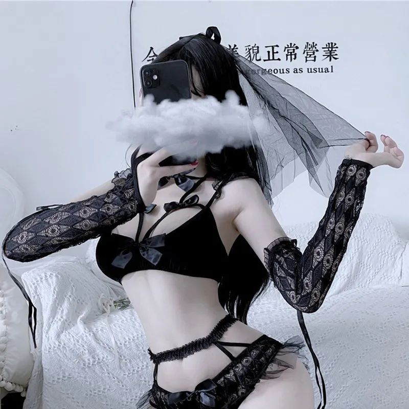 Churchf Cloud Lingerie Lady Bridal Glove Seduction Web Of Brothed With Finger Sleeve Spider Lace Gloves