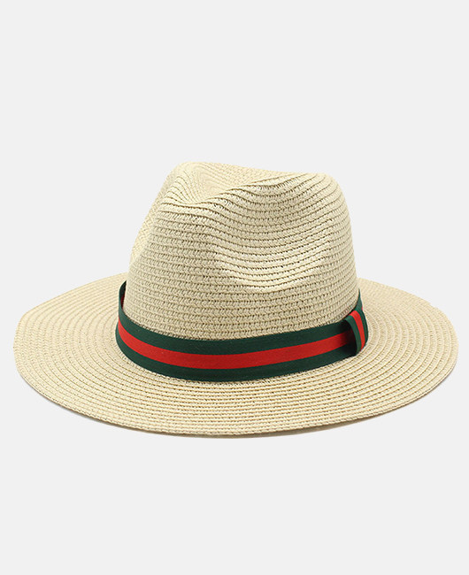 Vacation Colorblock Stripe Flat Top Straw Hat