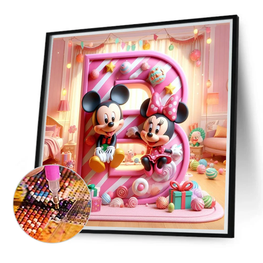 Full Round Diamond Painting 40*40cm - Mickey Minnie Alphabet
