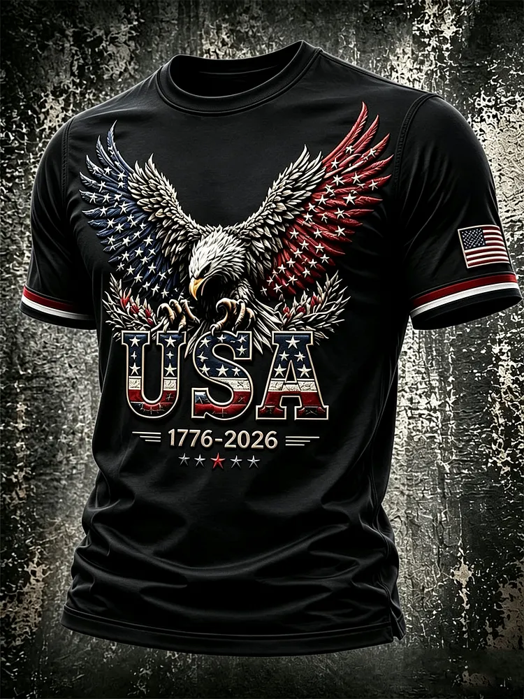 Men's Retro Eagle Pattern Casual T-shirt