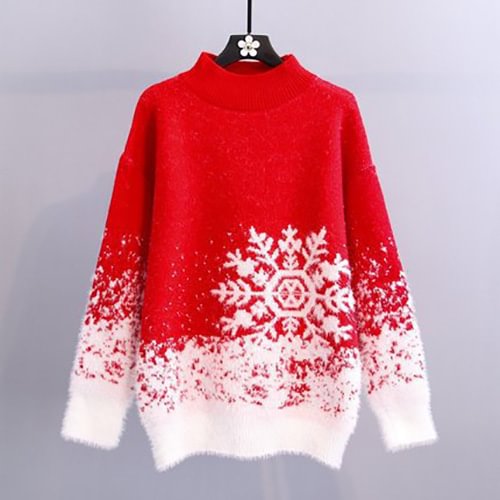Christmas Snowflake Knitted New Year Ladies Sweater
