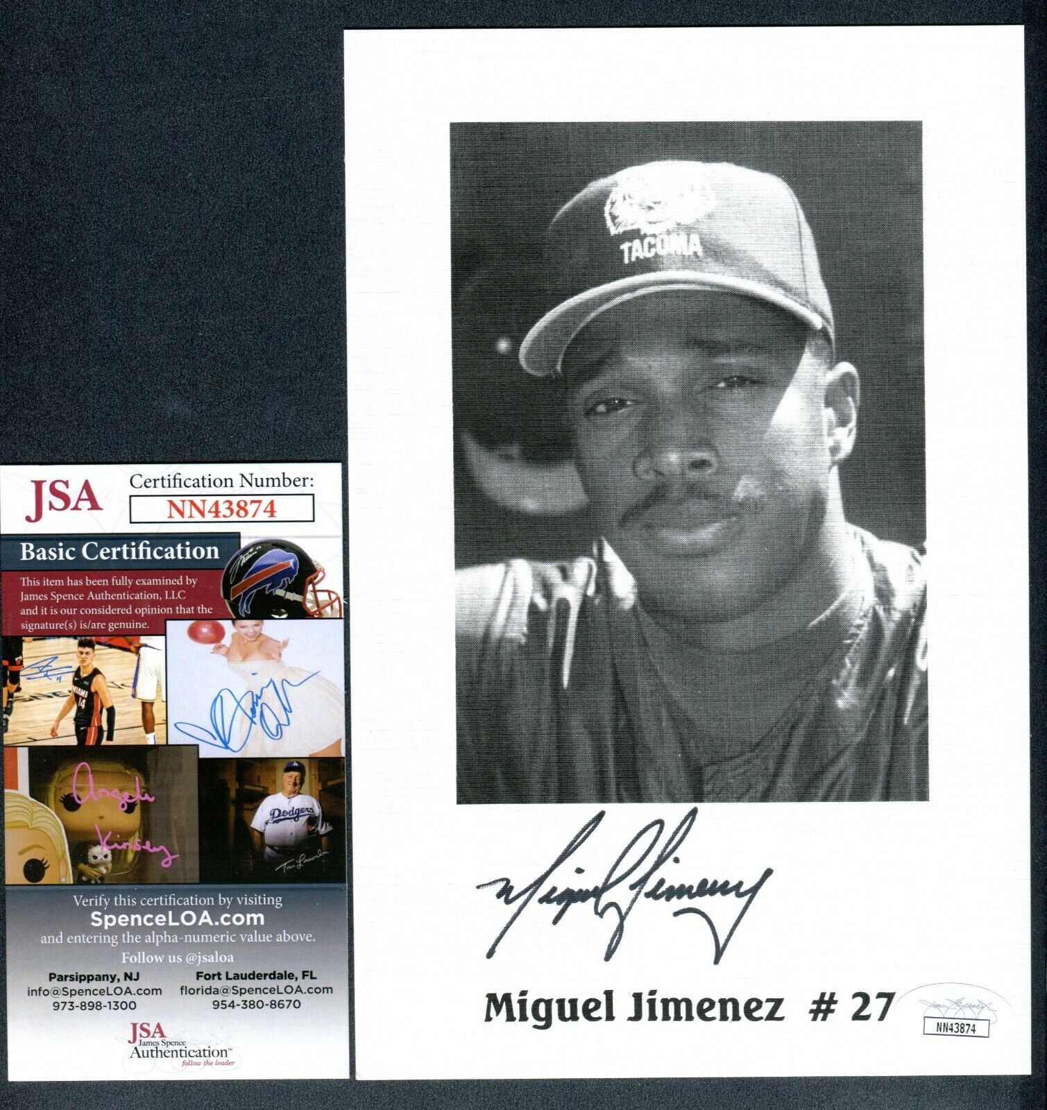 JSA Miguel Jimenez Autographed Signed 5.5x8.5 Photo Poster painting Tacoma Tigers Black TRB 682