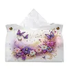 Floral Butterfly DIY PULeather Diamond Painting Tissue Box for Adults Beginners Large Size Diamond Art Paper Storage Holder for Living Room Bedroom Bathroom Table Decor