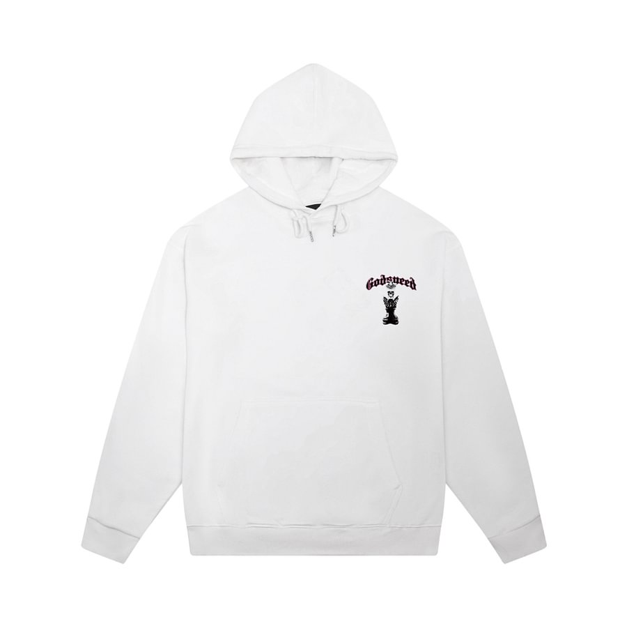 GODSPEED Hoodie White – Crowned Skull Gothic Streetwear