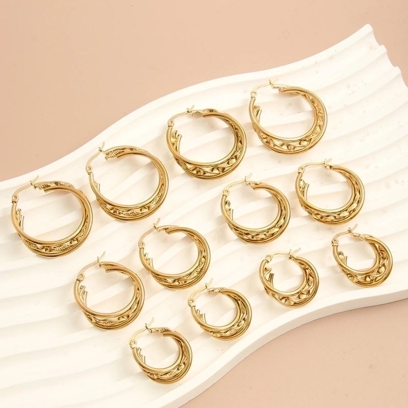 1 Pair Minimalist Commute Solid Color Plating 304 Stainless Steel 18K Gold Plated Earrings