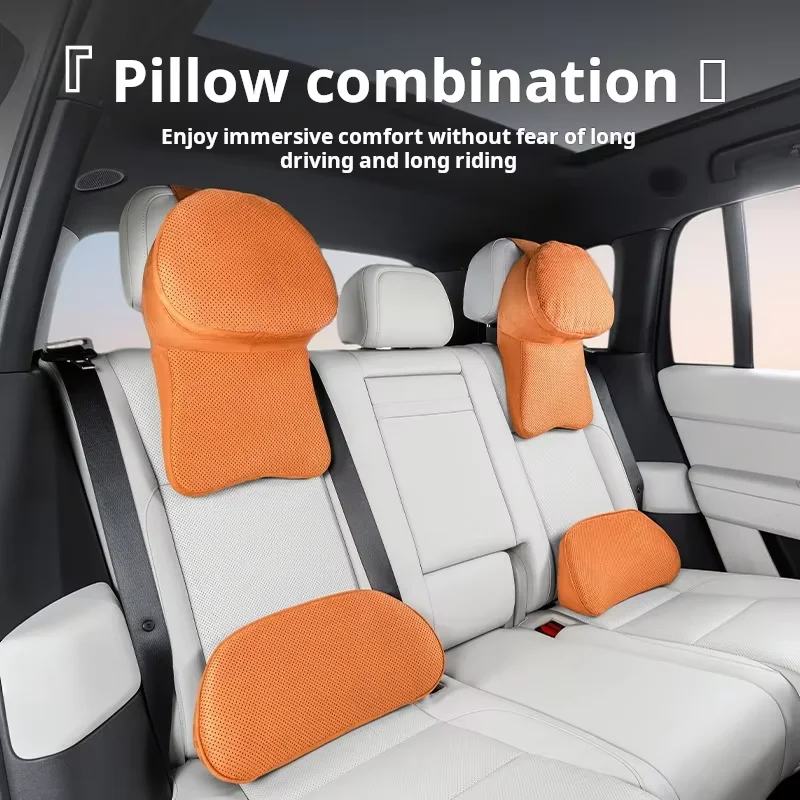 Luxurious Car Headrest Double-Layer Construction Suede Covering Perforated Design for Ventilation Comfortable Feel Fur Material