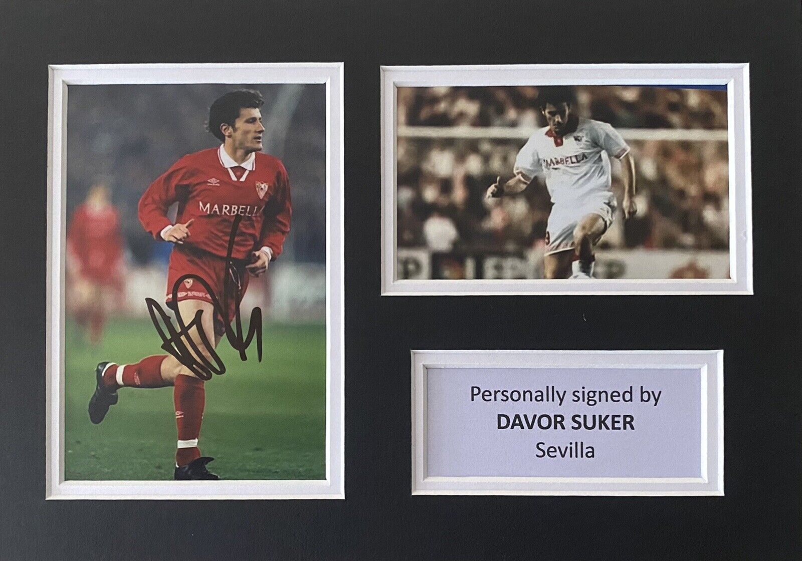 David Suker Hand Signed Seville Photo Poster painting In A4 Mount Display