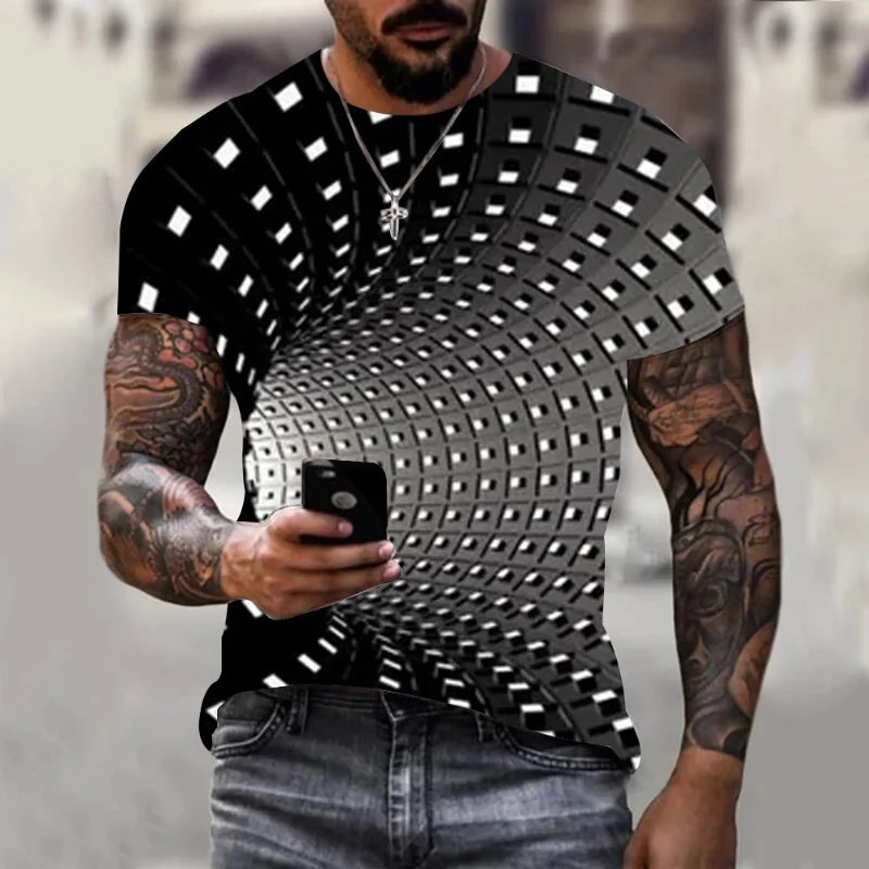 Men's 3D Print Ombre Short Sleeve T-shirt