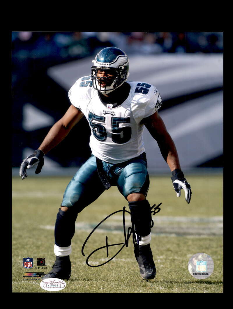 Dhani Jones JSA Coa Signed Eagles 8x10 Autograph Photo Poster painting