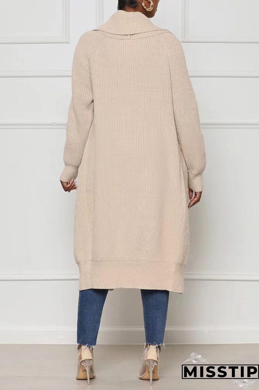 Black Casual Solid Patchwork Cardigan Collar Outerwear