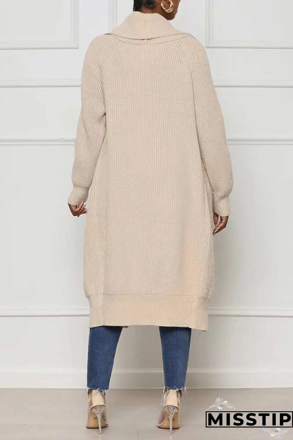 Black Casual Solid Patchwork Cardigan Collar Outerwear