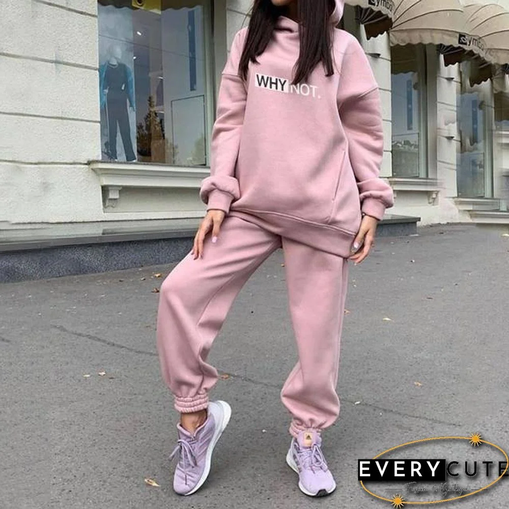 Two Piece Set Casual Fleece Tracksuit Women Winter Women's Sets Oversized Hooded Long Sleeve Hoodie Sport Pants Lady Suit