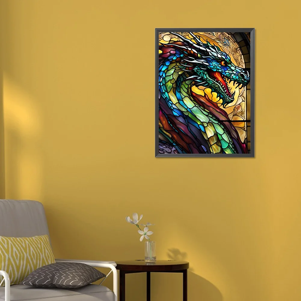 Stained Glass Dragon - Full Round Drill Diamond Painting - 30*40CM(Canvas)