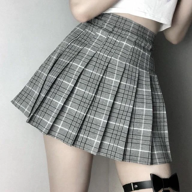 Gothic Harajuku Pay My Tuition Plaid Skirt SP16665